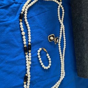 Necklace, bracelet and clip on earring set